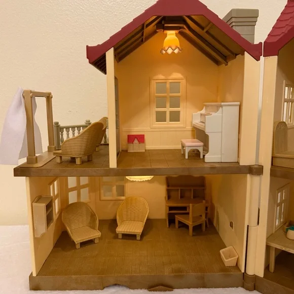 Calico Critter Red Roof Country Home ***working Lights & Extra Parts - Picture 4 of 15